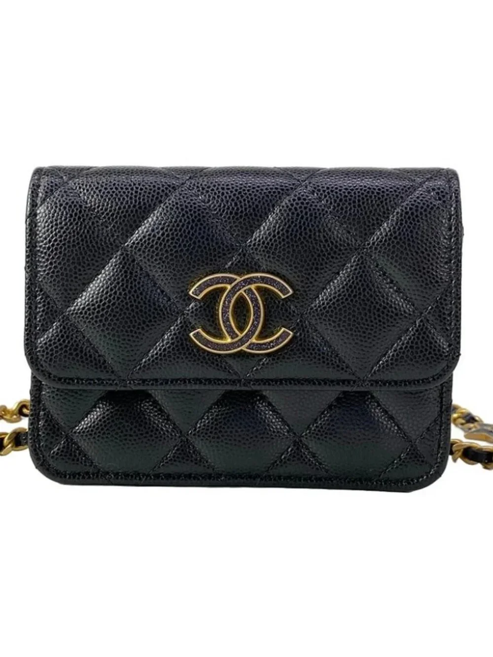 CHANEL Matelasse AP3693 Black Calfskin Bum Bag gold hardware